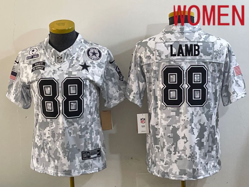 Women Dallas Cowboys #88 Lamb Nike Arctic Camo 2024 Salute to Service Limited NFL Jersey style 2